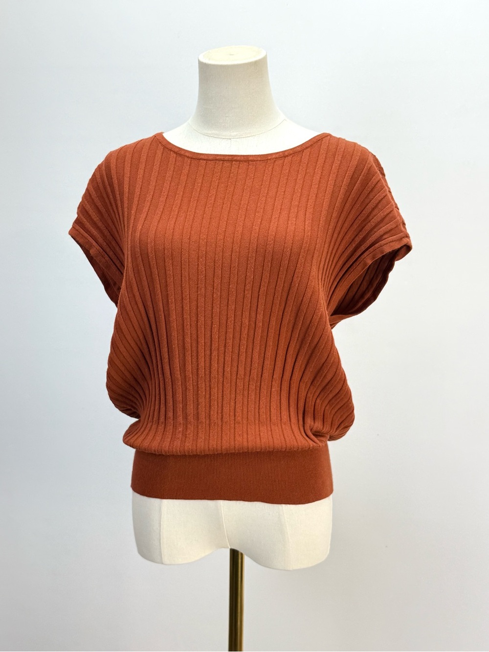 LASCANA Rust Ribbed Short Sleeve Sweater size 6